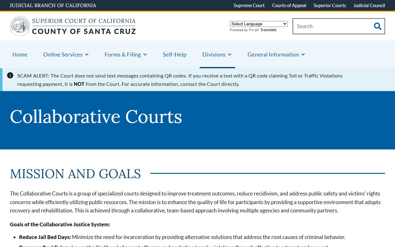 Santa Cruz County collaborative courts records page