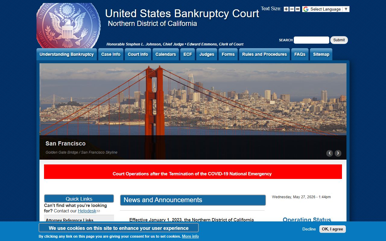 Santa Cruz County public records U.S. Bankruptcy Court Northern California