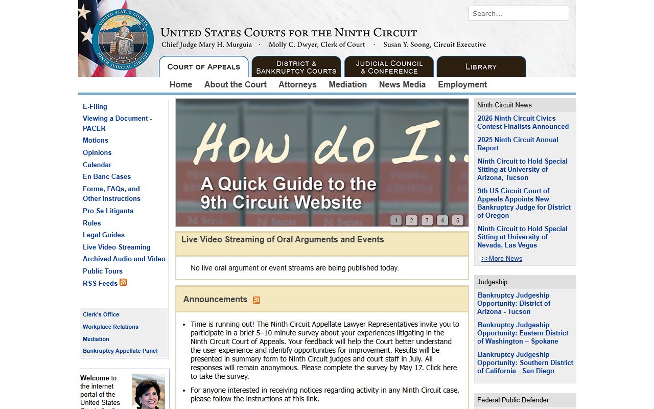 Santa Cruz County federal court records Ninth Circuit page