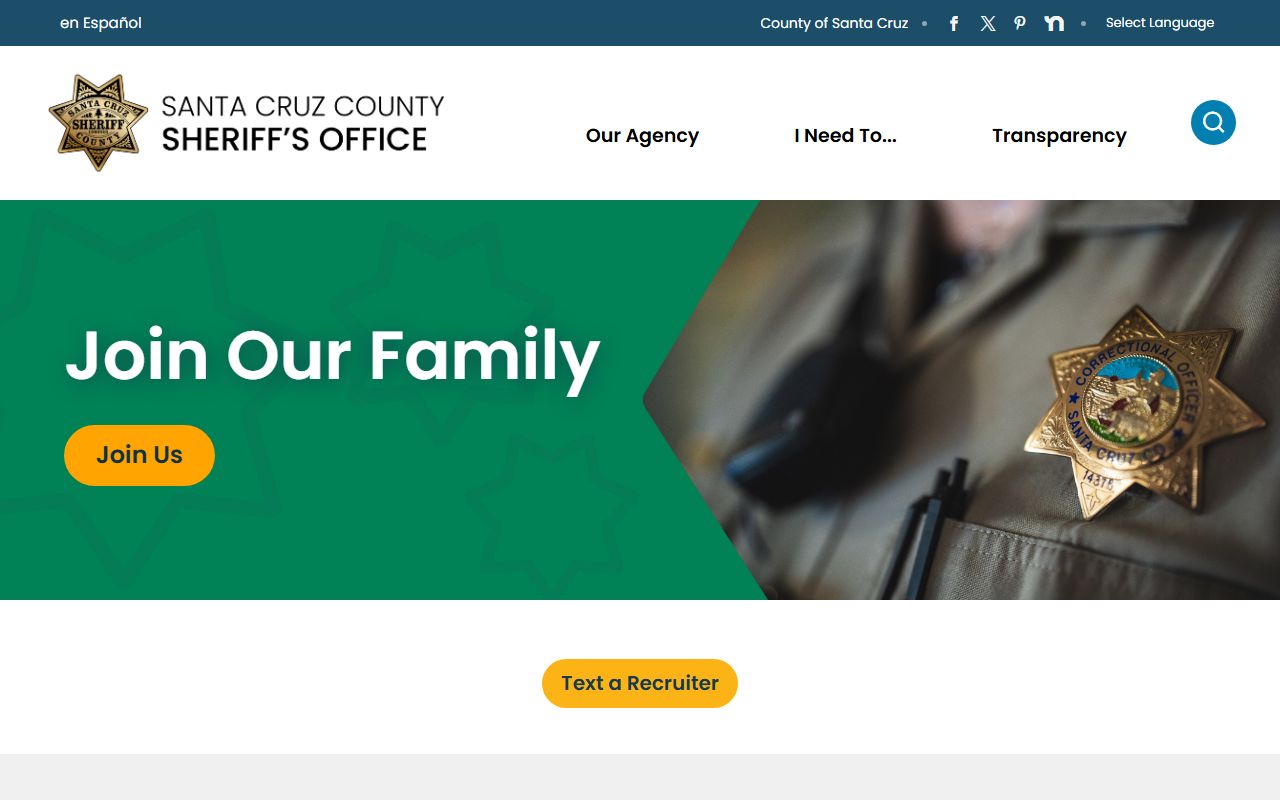 Santa Cruz County inmate records Sheriff home page