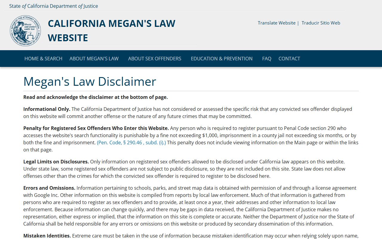 Santa Cruz County warrant records and California Megan's Law registry